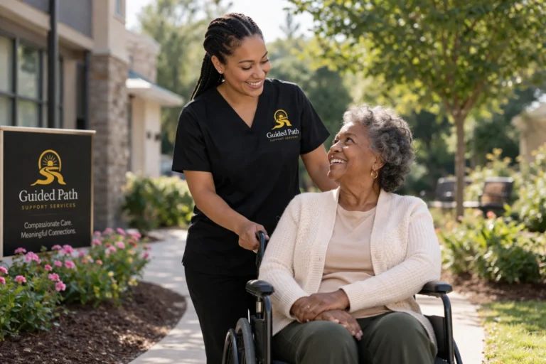 Reliable home care Toledo Ohio Guided Path caregiver with senior client